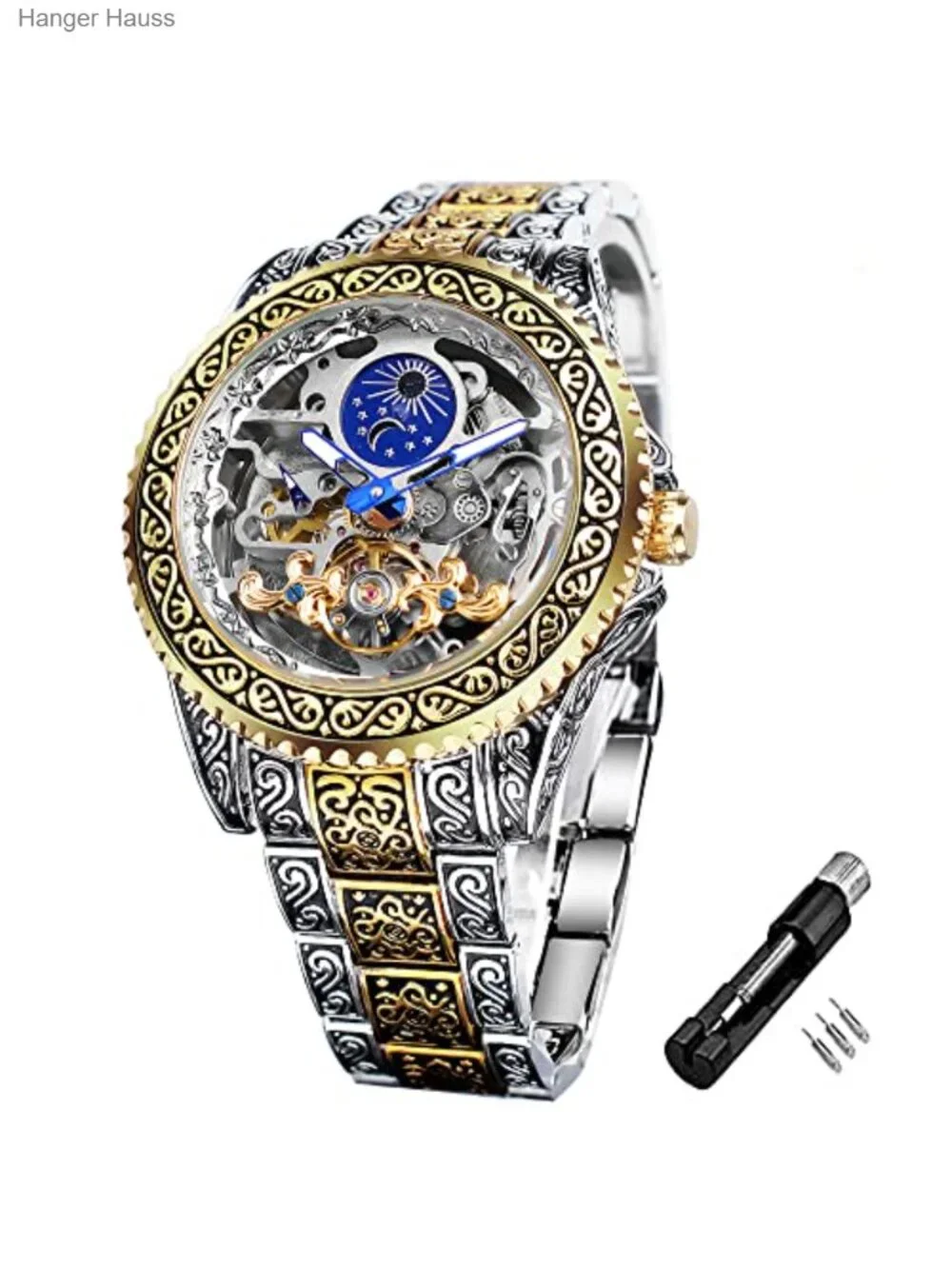Vintage Engraved Automatic Self-Wind Mechanical Watch